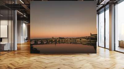 A golden hour reflection in tours, france Wall mural