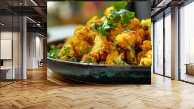 A plate of roasted cauliflower with turmeric and cumin Wall mural