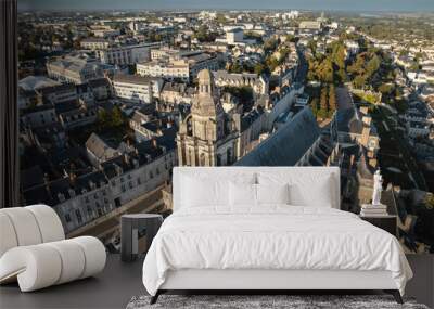 Aerial view of a cathedral in a french city Wall mural