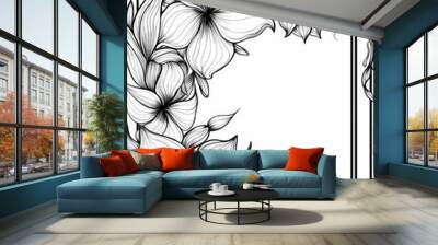 Bold geometric illustration of floral shapes in vibrant colors Wall mural