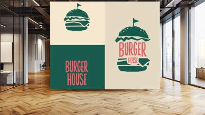 Burger house brand concept. Hand drawn typography. Wall mural