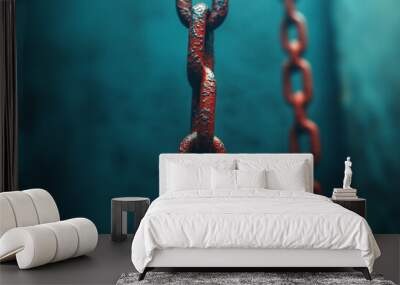 Geometric chain design with abstract digital elements Wall mural