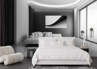 minimalist black and white living room with a single piece of decor Wall mural