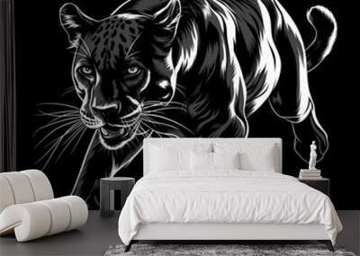 Minimalistic black and white vector design for t-shirts Wall mural