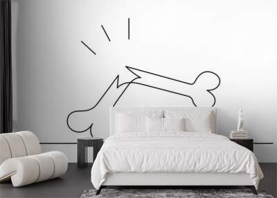 One continuous line drawing of Broken Bone isolated on white background. Wall mural