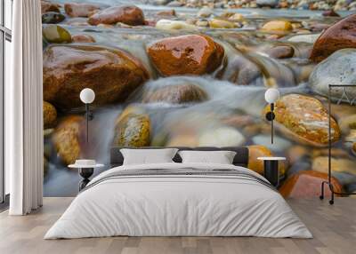 Pristine mountain stream with clear water and rocks Wall mural