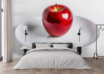 Single apple on a white plate Wall mural