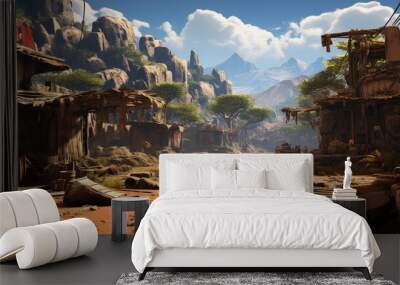 A climatic place with survival theme game art Wall mural