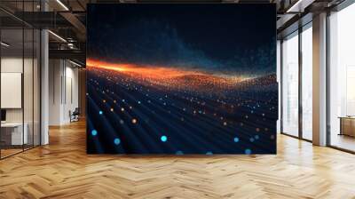 Abstract background representing data particles in a technological environment, each particle conveying a unique piece of information Wall mural