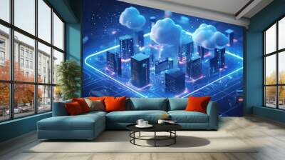 Analyze the role of cloud computing in transforming modern IT operations Wall mural