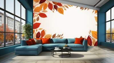 Autumn frame in leaf, background Wall mural