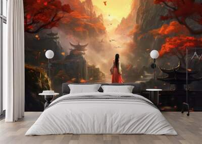 Chinese fantasy style scene art Wall mural