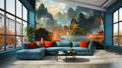 Chinese Style Fantasy Art Wall mural