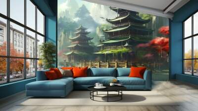 Chinese Style Fantasy Game Artwork Wall mural