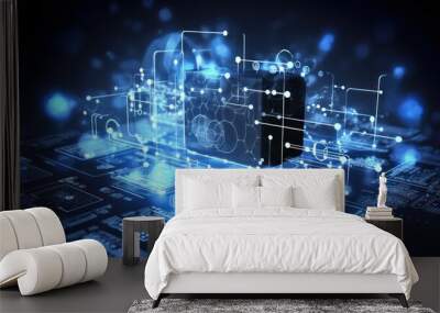 Cloud computing and its benefits Wall mural