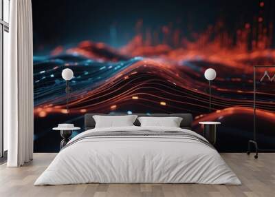 Digital backdrop illustrating the seamless flow of data in contemporary IT environments Wall mural