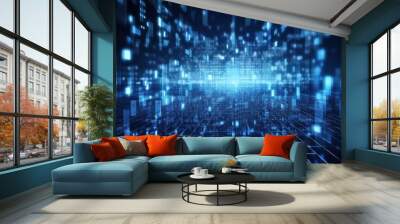 Digital data processing in the virtual cloud abstract background Wall mural