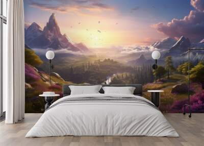 fantasy landscape art and its profound impact on player engagement and emotional connection to the m Wall mural