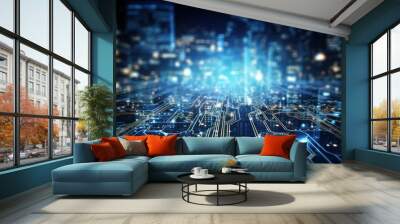 IT technology background that portrays the resilience of digital systems in the face of challenges and disruptions Wall mural