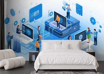 Modern Technology IT Solutions illustration Wall mural