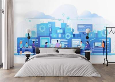 Modern Technology IT Solutions illustration Wall mural