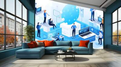 Modern Technology IT Solutions illustration Wall mural