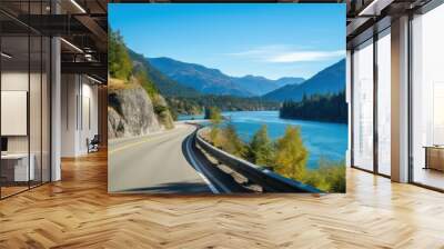 Mountains lake highway with beautiful views Wall mural