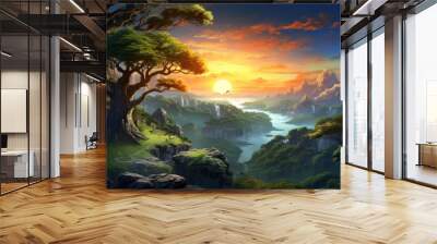 Mysterious and beautiful scenery with vegetation game art Wall mural