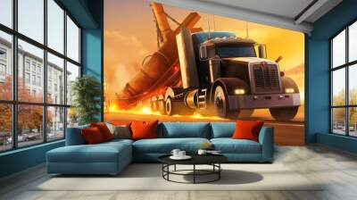 Racing Truck Game Art Wallpaper Background Wall mural