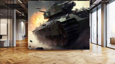 Tank Game Art Wall mural