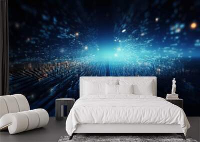 Technology Particle in the structure of IT data processing Background Wall mural