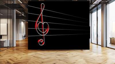 Symbol of love sound, treble clef Wall mural