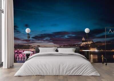 Twilight hues over the loire river in tours Wall mural