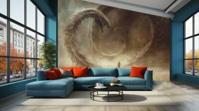 Two biomimetic creatures facing each other in a futuristic environment Wall mural