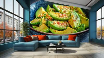 bowl of sliced avocado with chilli	 Wall mural