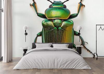 green beetle isolated on white background Wall mural