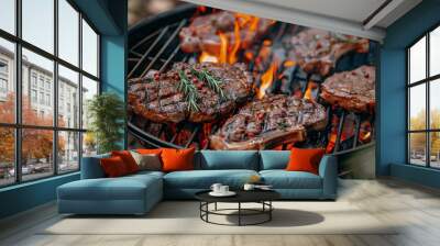 grilled meat on the grill Wall mural