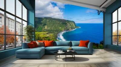 Hawaii stunning Waipio Valley and Pristine Beach Big island Wall mural