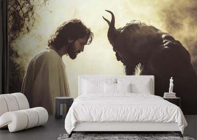 jesus faces the devil	 Wall mural