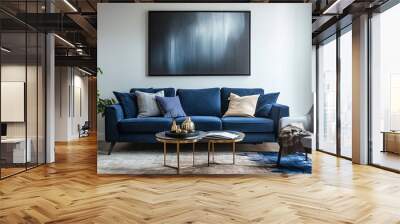 modern living room with blue sofa Wall mural