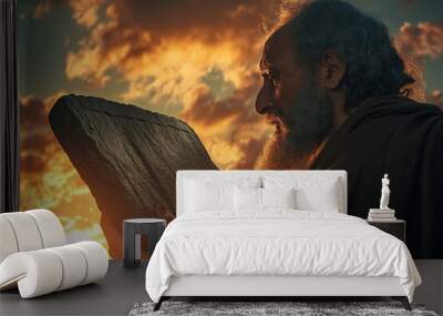 moses holding stone tablet	 Wall mural