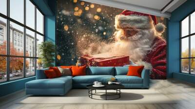 santa claus with gift Wall mural