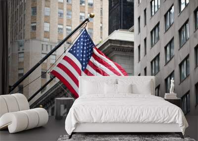 Wall street American flag in the Financial District of Lower Manhattan Wall mural