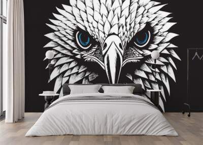 illustration of a white eagle's head Wall mural