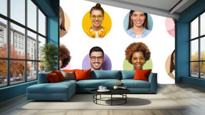 Collage of portraits and faces of group of young diverse people for userpic and profile picture Wall mural