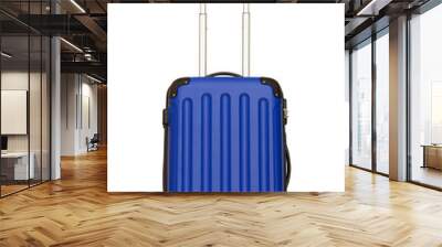 Deep blue plastic suitcase isolated on white background Wall mural