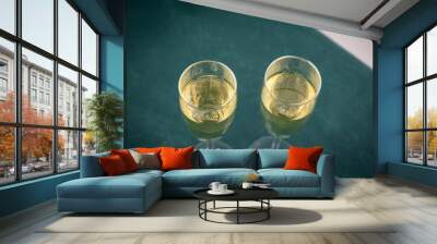 Closeup shot of two glasses of champagne Wall mural