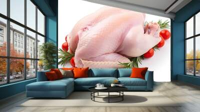 Fresh raw chicken isolated on white Wall mural