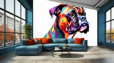 Boxer dog colorful painting, generated AI, generated, AI Wall mural