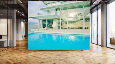 Swimming pool and modern house Wall mural